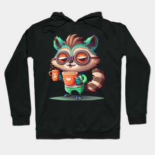 Raccoon & Coffee Kawaii Anime Coffee Lover Gamer Hoodie